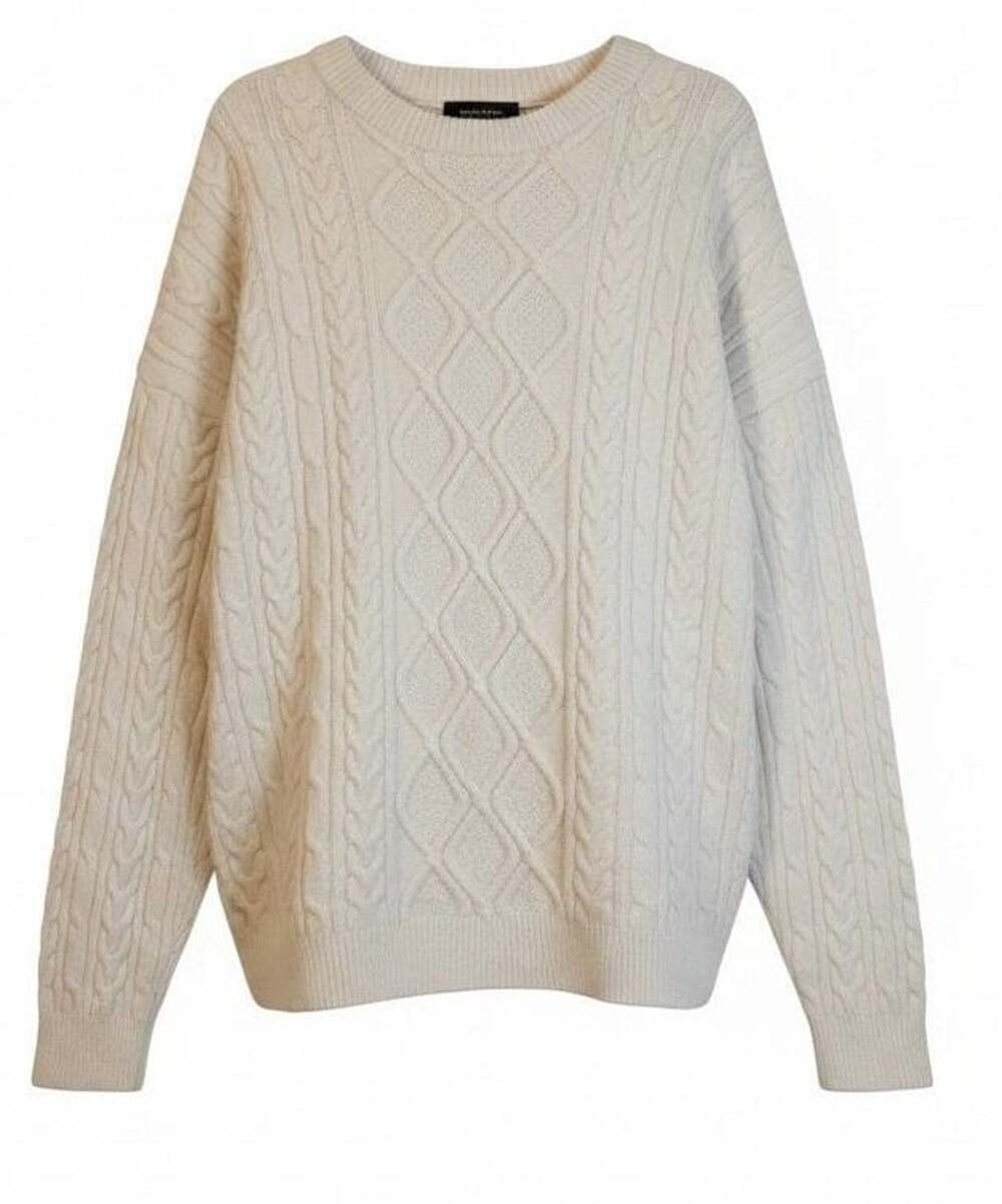 VAMTAC Oversized Cable-Knit Crewneck Sweater Cream XXL